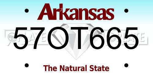 57OT665 Arkansas License Plate