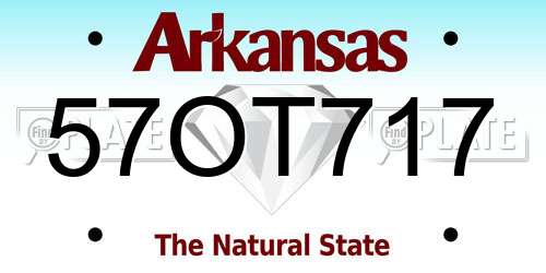 57OT717 Arkansas License Plate