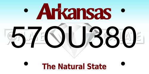 57OU380 Arkansas License Plate