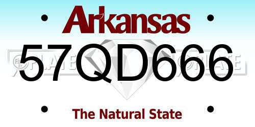 57QD666 Arkansas License Plate