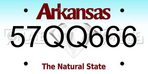 57QQ666 Arkansas License Plate