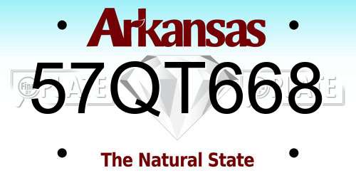 57QT668 Arkansas License Plate