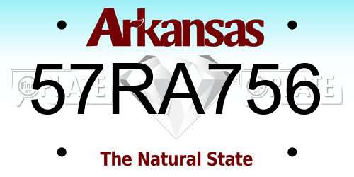 57RA756 Arkansas License Plate