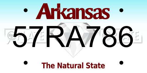 57RA786 Arkansas License Plate