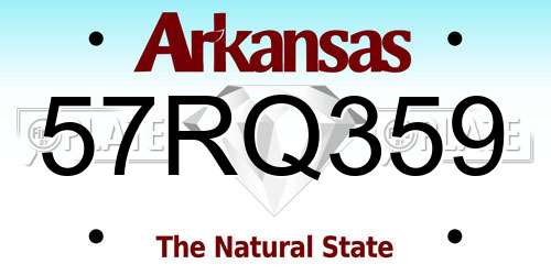 57RQ359 Arkansas License Plate
