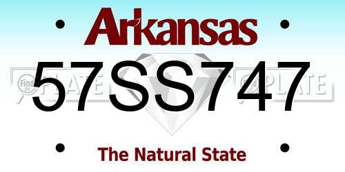 57SS747 Arkansas License Plate