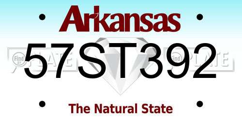 57ST392 Arkansas License Plate