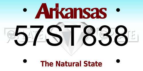 57ST838 Arkansas License Plate
