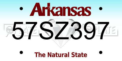57SZ397 Arkansas License Plate