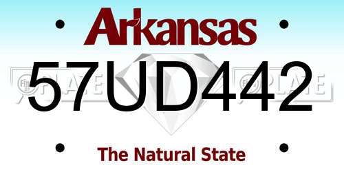 57UD442 Arkansas License Plate