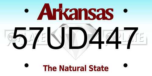57UD447 Arkansas License Plate