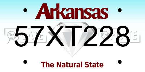 57XT228 Arkansas License Plate