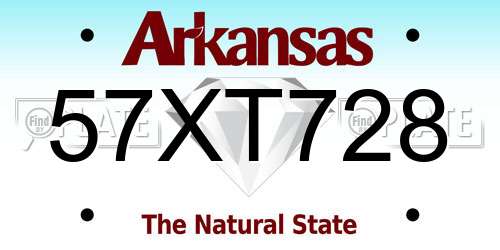 57XT728 Arkansas License Plate