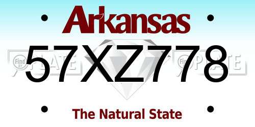 57XZ778 Arkansas License Plate