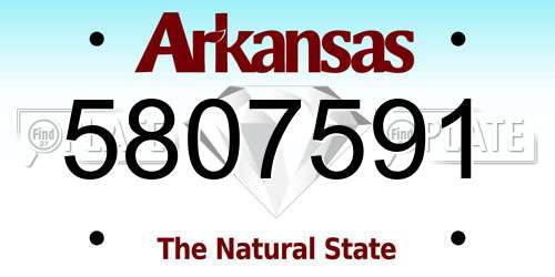 5807591 Arkansas License Plate