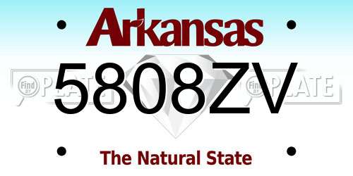 5808ZV Arkansas License Plate