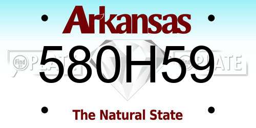 580H59 Arkansas License Plate