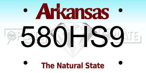 580HS9 Arkansas License Plate