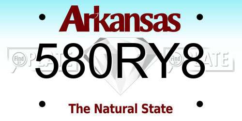 580RY8 Arkansas License Plate