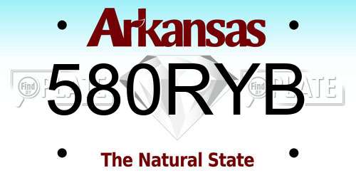 580RYB Arkansas License Plate