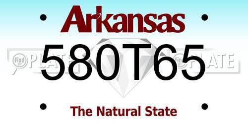 580T65 Arkansas License Plate