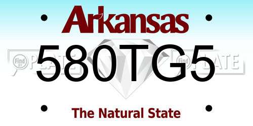 580TG5 Arkansas License Plate