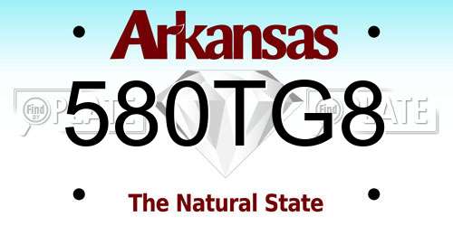 580TG8 Arkansas License Plate