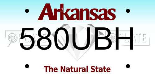 580UBH Arkansas License Plate