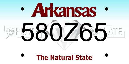 580Z65 Arkansas License Plate