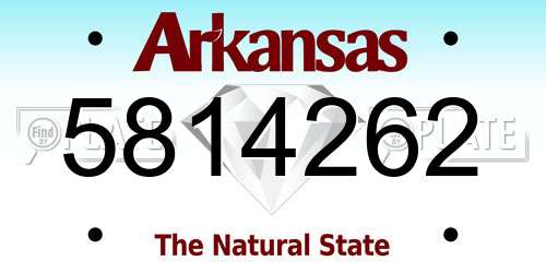 5814262 Arkansas License Plate