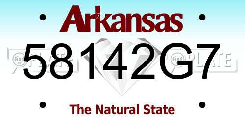 58142G7 Arkansas License Plate