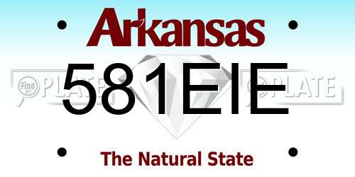 581EIE Arkansas License Plate