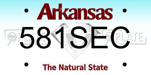 581SEC Arkansas License Plate