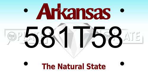 581T58 Arkansas License Plate