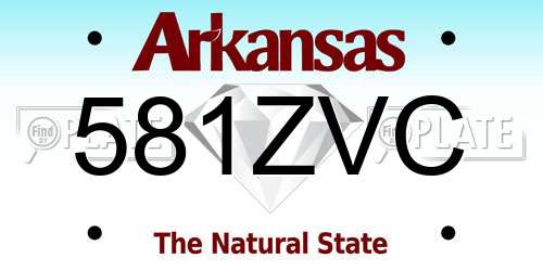 581ZVC Arkansas License Plate