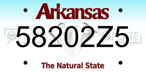 58202Z5 Arkansas License Plate