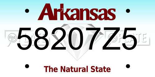 58207Z5 Arkansas License Plate