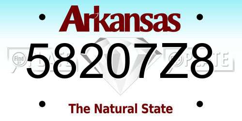 58207Z8 Arkansas License Plate