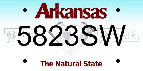 5823SW Arkansas License Plate