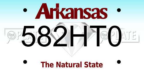 582HT0 Arkansas License Plate