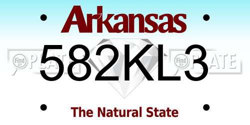 582KL3 Arkansas License Plate