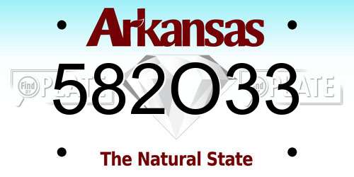 582O33 Arkansas License Plate
