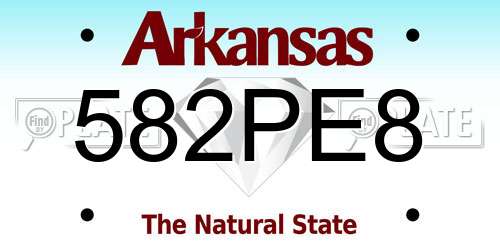 582PE8 Arkansas License Plate