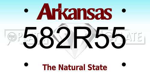 582R55 Arkansas License Plate