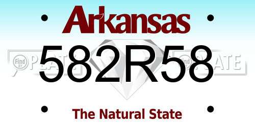 582R58 Arkansas License Plate