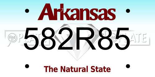 582R85 Arkansas License Plate