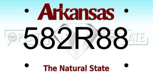 582R88 Arkansas License Plate