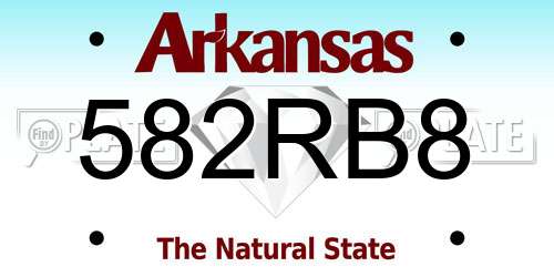 582RB8 Arkansas License Plate