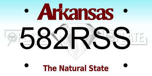 582RSS Arkansas License Plate