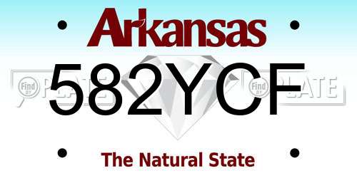 582YCF Arkansas License Plate